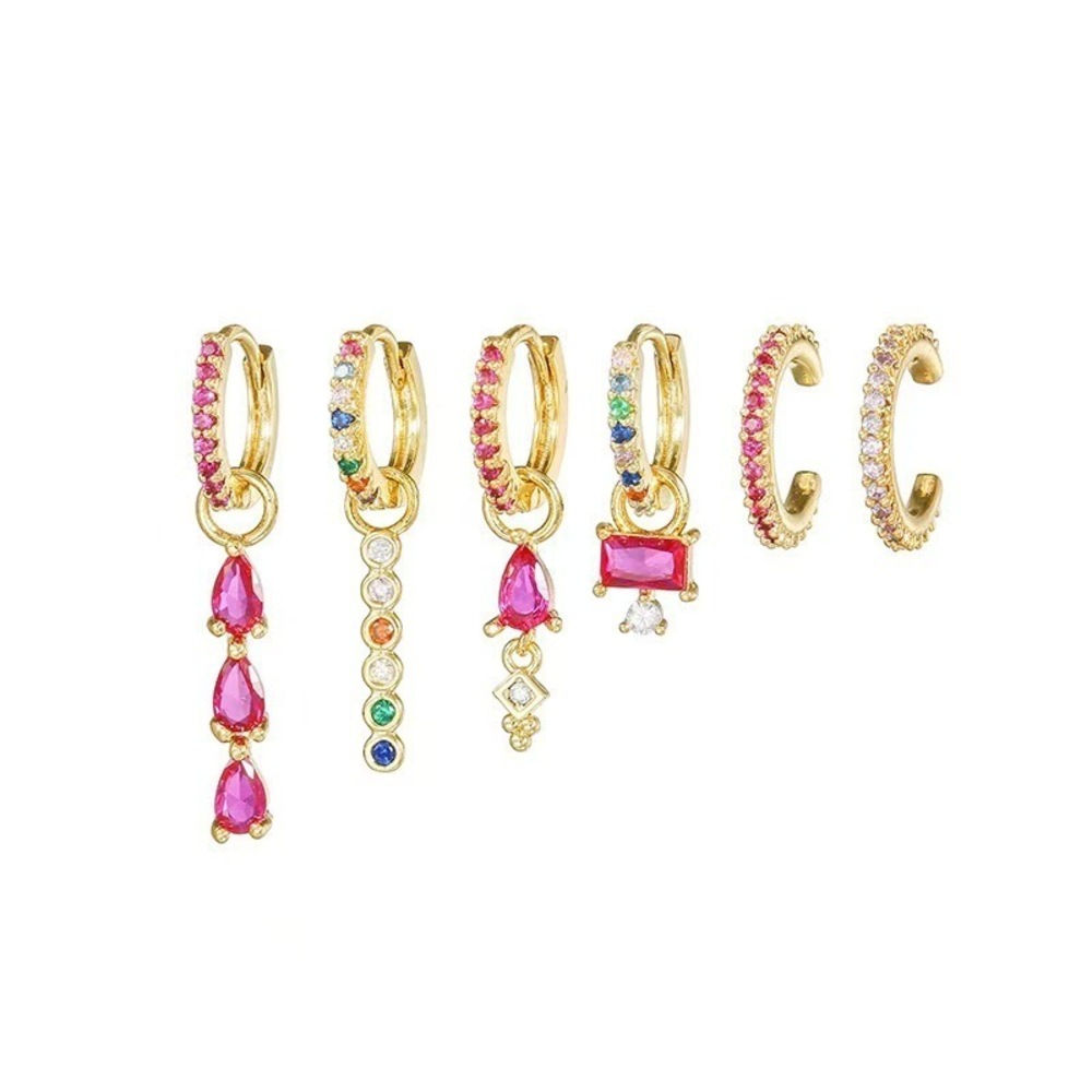 Open U-arch earrings with a hollow petal motif. - Picture 3 of 4